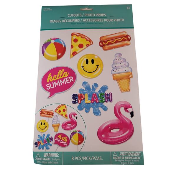 Summer Party Photo Props - Beach Ball, Flamingo, Ice Cream, 8-Piece Set - Picture 2 of 16